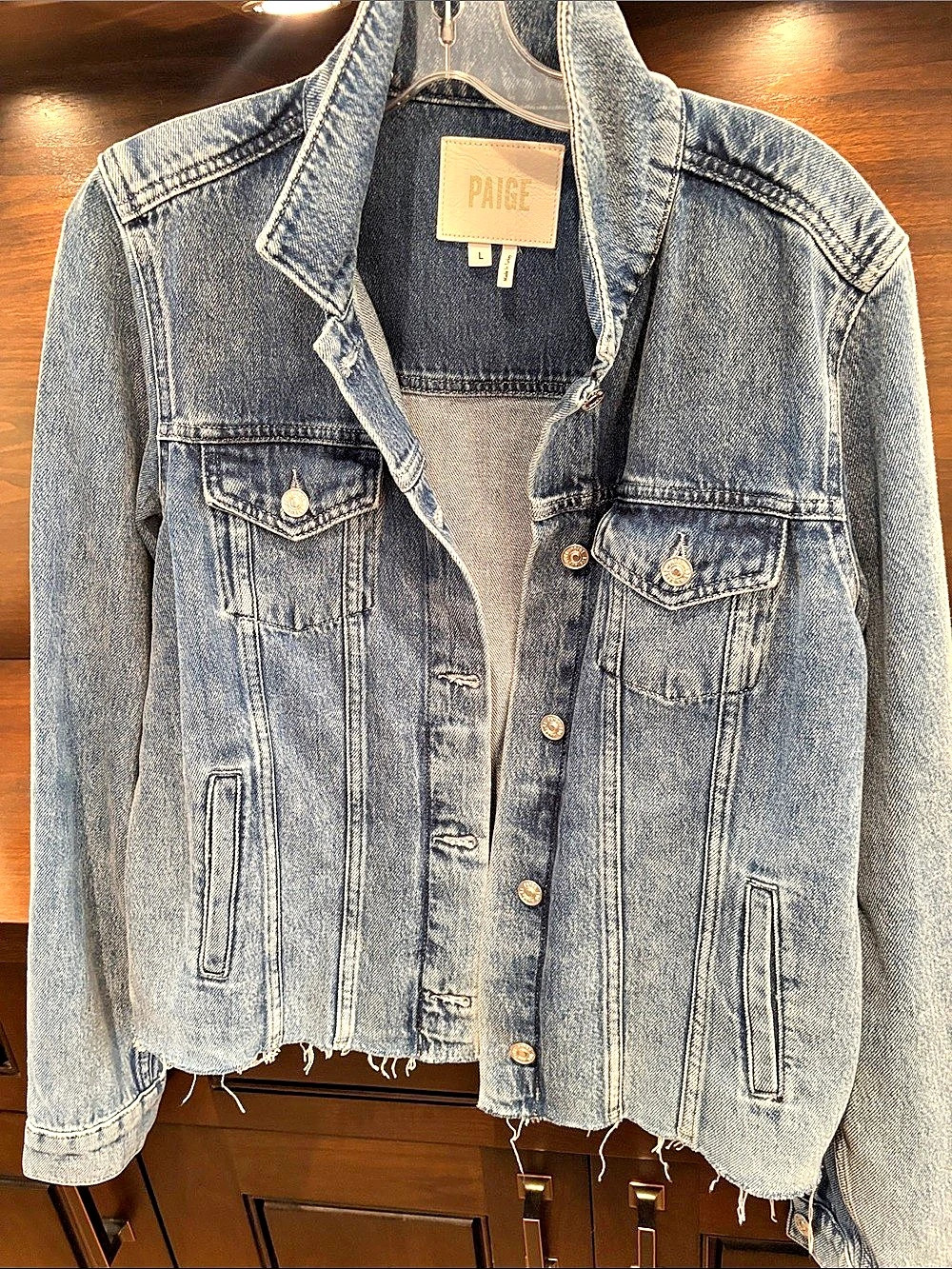 PAIGE Raws Denim Jacket in Blue Size Large